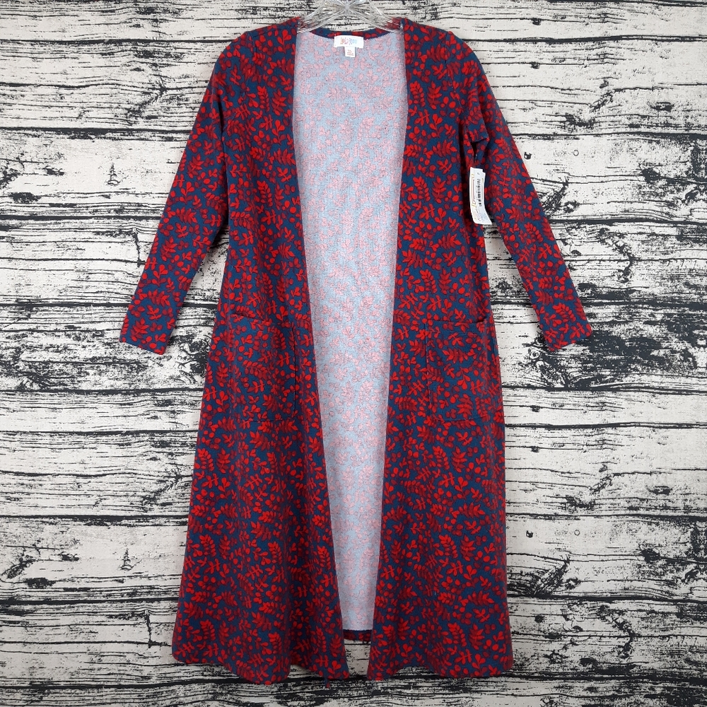 Leaf Motif Cardigan Sweater Botanical Duster